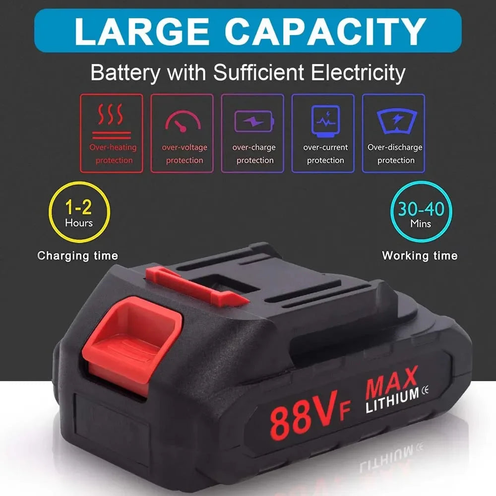1000Nm 21V Cordless Electric Impact Wrench with 2 Batteries
