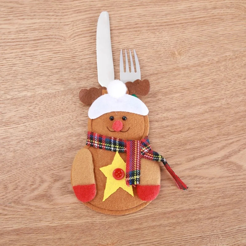 Christmas Cutlery Holder Bag - Santa Hat Fork Knife Sleeves