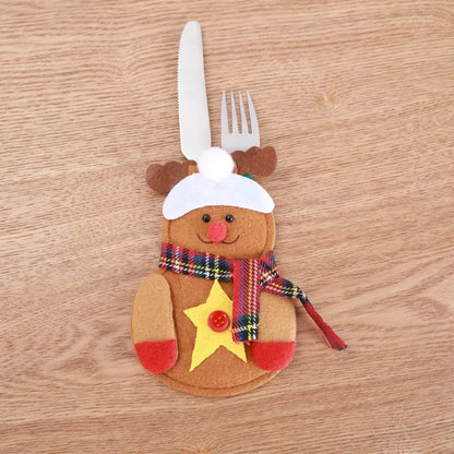 Christmas Cutlery Holder Bag - Santa Hat Fork Knife Sleeves - Bascora