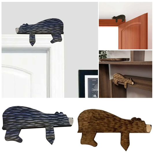 Décoration murale en forme d'ours en bois - Sculpture d'angle créative