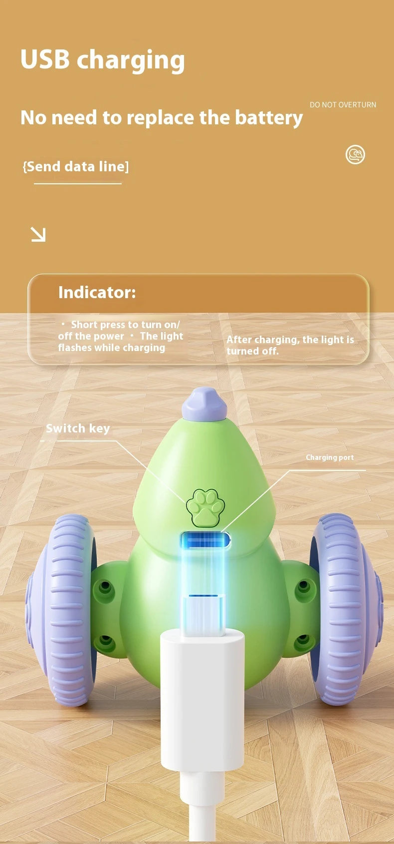 Juguete interactivo para gatos con forma de ratón eléctrico (recargable y con función antiobstáculos)