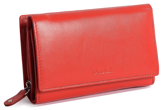 Red leather wallet on a white background