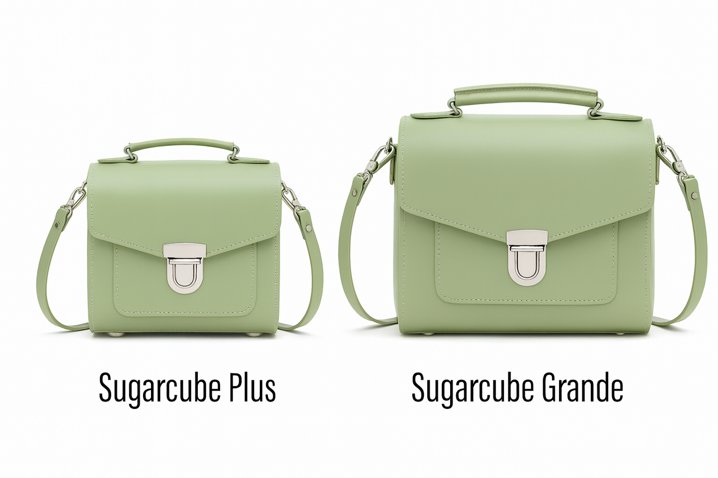 Handmade Leather Sugarcube Handbag – Sage Green