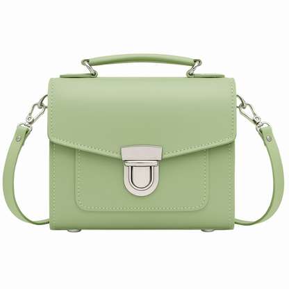 Handmade Leather Sugarcube Handbag – Sage Green