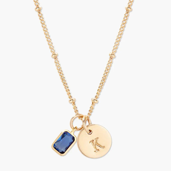 Savaé Design Birthstone Initial Pendant Necklace