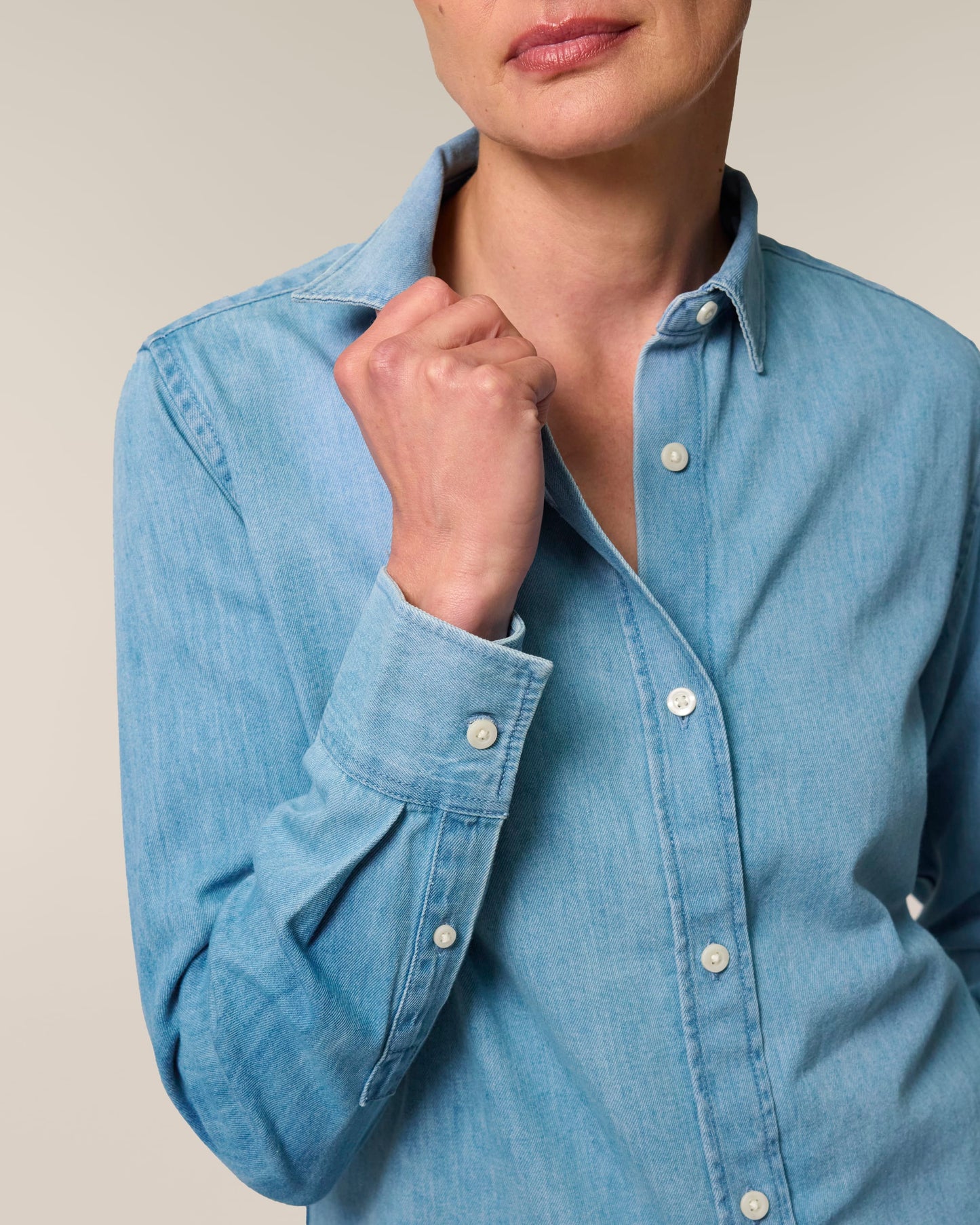 Organic Cotton Long Sleeve Denim Shirt – Womens