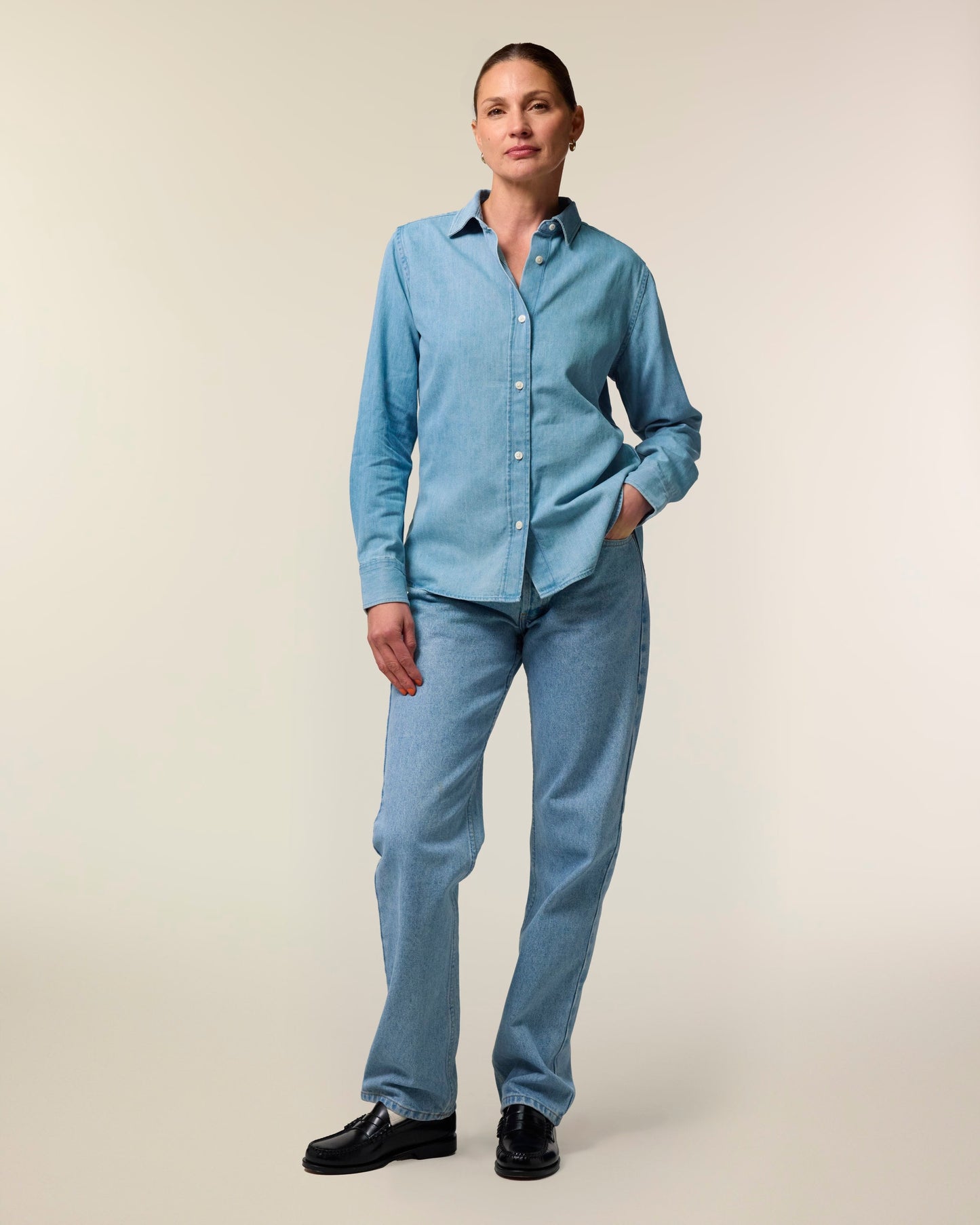 Organic Cotton Long Sleeve Denim Shirt – Womens