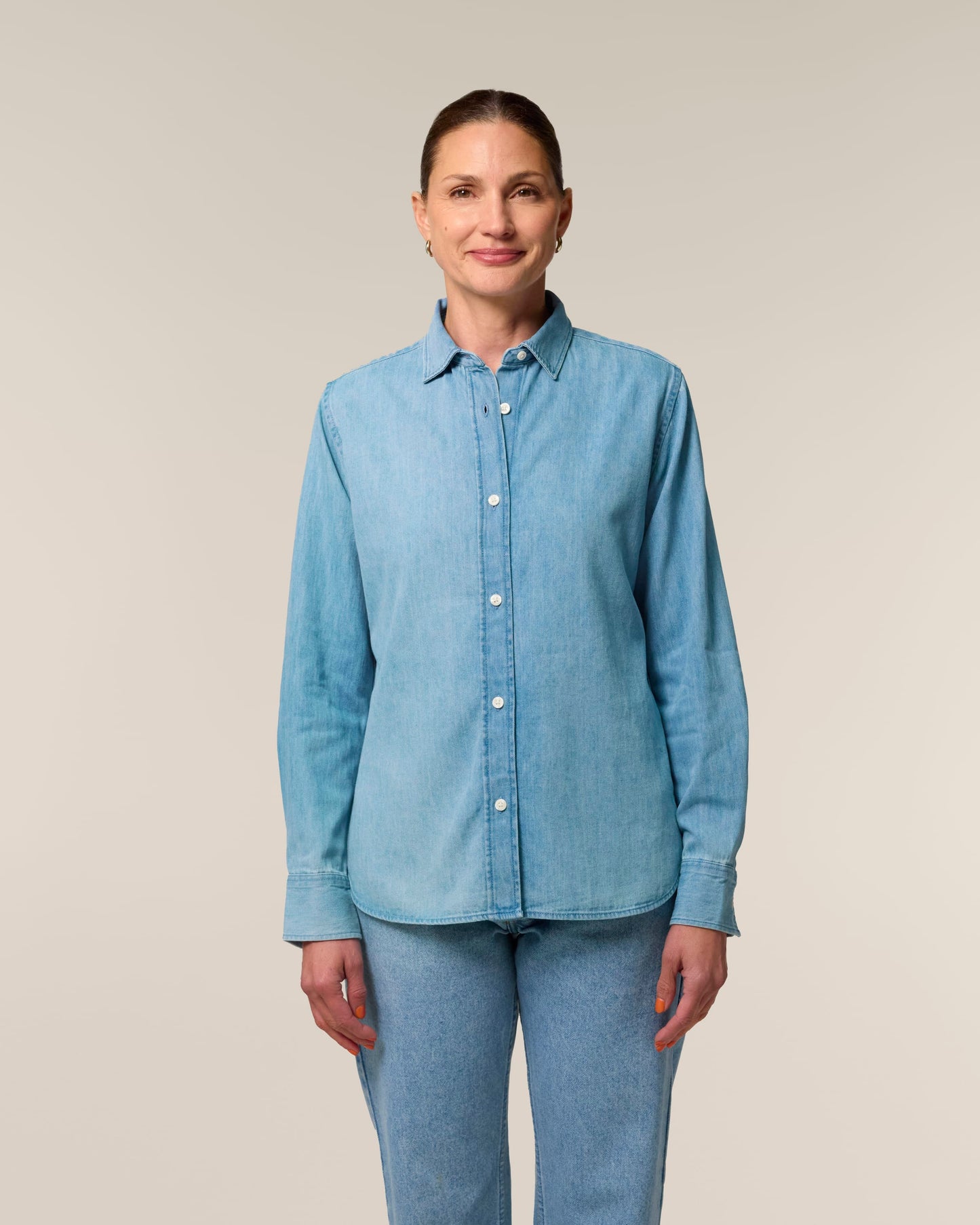 Organic Cotton Long Sleeve Denim Shirt – Womens