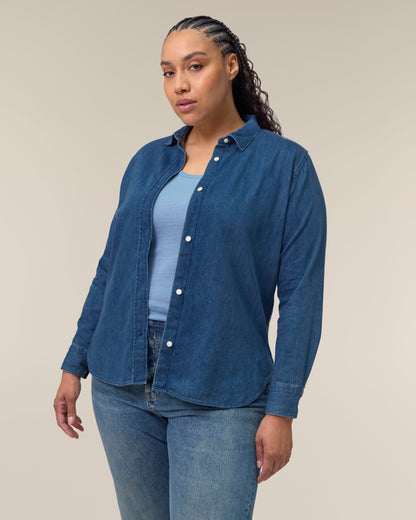 Organic Cotton Long Sleeve Denim Shirt – Womens