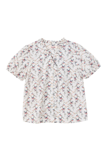 Cressida Regency Print Frill Trim V-Neck Blouse
