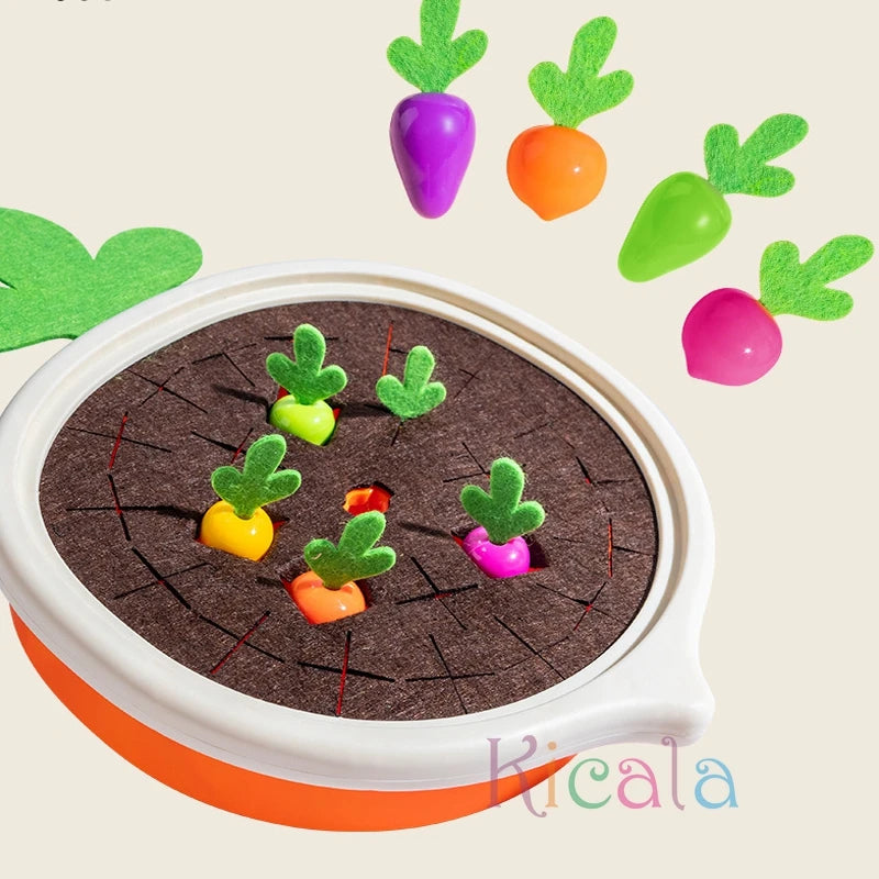 Montessori Pull Carrot Toy - Colorful Shape Counting Set
