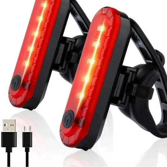 Bicycle lights with USB cable on a white background