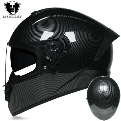 Full Face Racing Motorcycle Helmet - Winter Warm Double Visor - Bascora