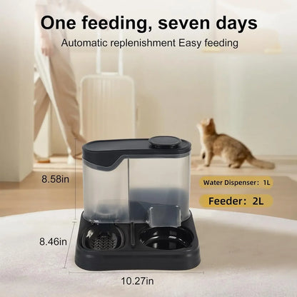 Automatic Cat & Dog Feeder - 2-in-1 Food & Water Dispenser - Bascora