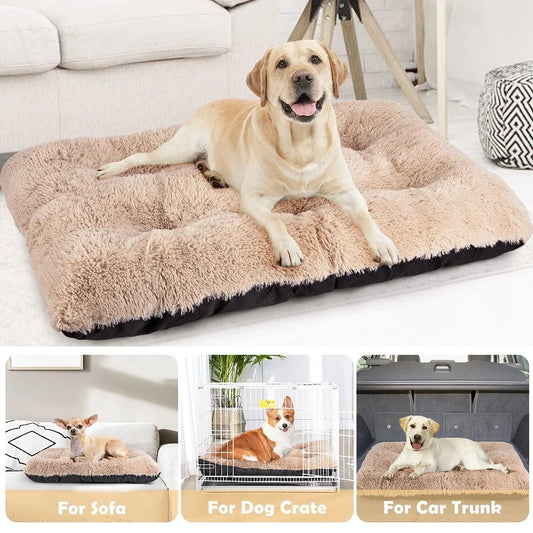Thick Soft Pet Bed Mat - Square Plush Cushion for Dogs & Cats