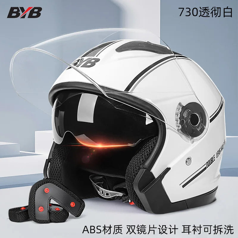 Casque moto ouvert - Double écran rétro 3/4