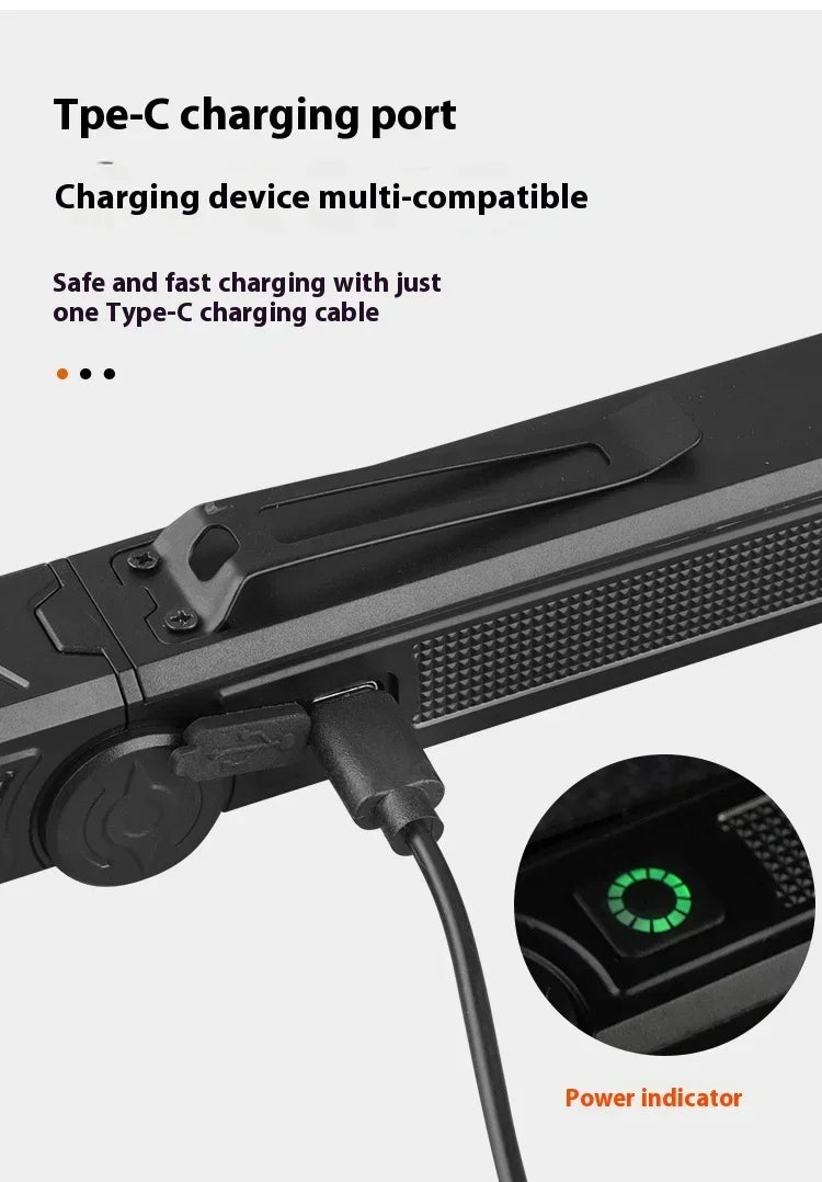 Magnetic COB LED Work Light - USB Rechargeable Waterproof Flashlight