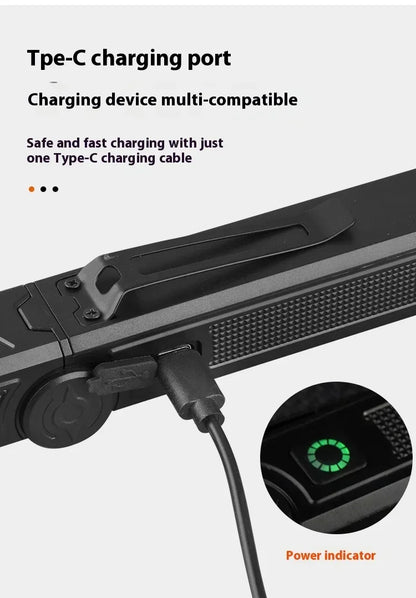 Magnetic COB LED Work Light - USB Rechargeable Waterproof Flashlight - Bascora