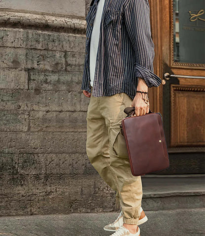 Real Leather 14.2" Laptop Briefcase