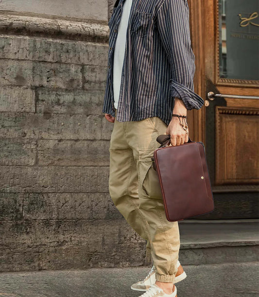 Real Leather 14.2" Laptop Briefcase