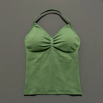Impact Longline Strappy Sports Bra - Open Back Yoga Tank Top - Bascora