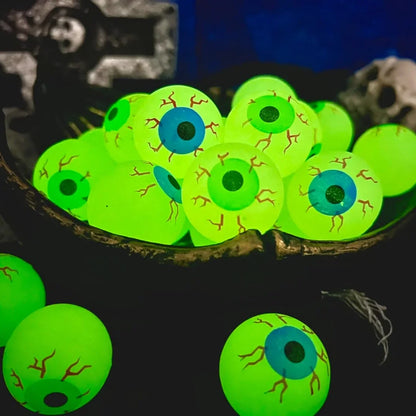 Glow in Dark Eyeball Bouncy Ball - Halloween Toys - Bascora
