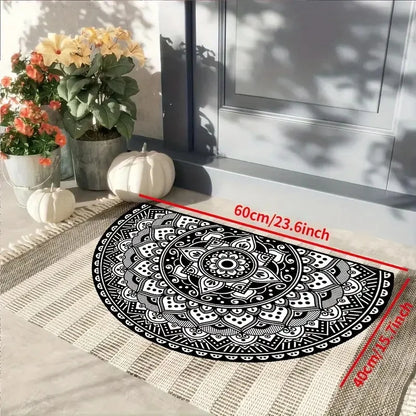 Crystal Velvet Boho Half Round Carpet - Non-Slip Door Rug - Bascora