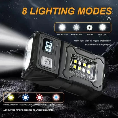 Mini USB Rechargeable LED Flashlight - Magnetic Camping Lantern with COB Light