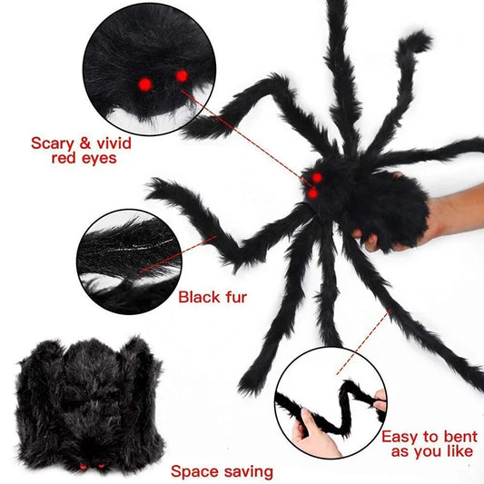 Extra Large Plush Black Spider - Halloween Decoration