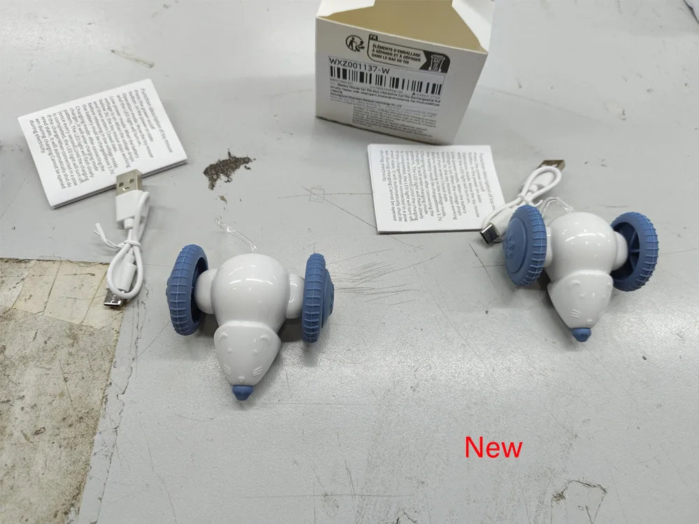 Juguete interactivo para gatos con forma de ratón eléctrico (recargable y con función antiobstáculos)