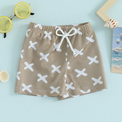 Toddler Boys Hawaiian Swim Shorts - Elastic Waist Beach Board Shorts - Bascora