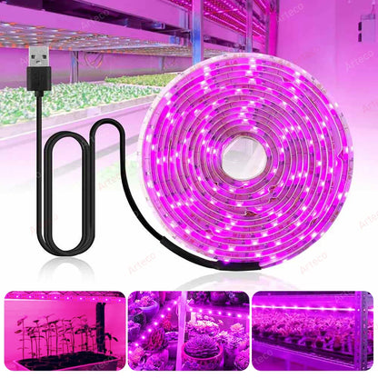 LED Grow Light Strip 5V USB - 2835 Full Spectrum 1M/2M/3M Lengths - Bascora