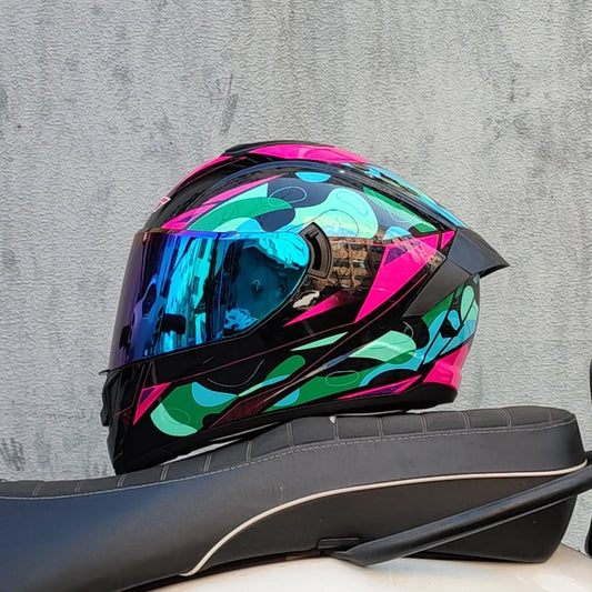 Full Face Racing Motorcycle Helmet - Winter Warm Double Visor