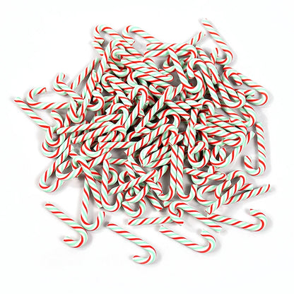 Mini Candy Cane Christmas Decoration - Red White Resin DIY Crafts - Bascora