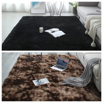 Tie-Dye Fluffy Carpets - Warm Plush Floor Mats for Kids - Bascora