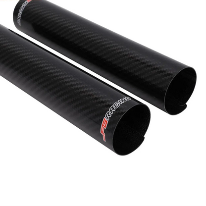 Two black carbon fiber tubes with 'SX Racing' branding on a white background.