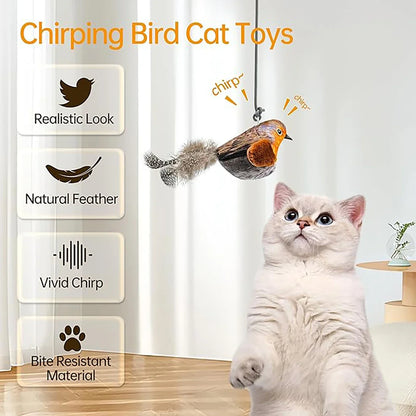 Interactive Cat Toy - Wall Hanging Birds Teaser with Catnip - Bascora
