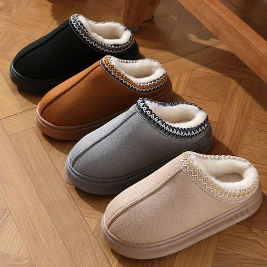 Cozy Fluffy Platform Slippers - Warm Indoor Unisex Shoes