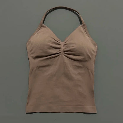 Impact Longline Strappy Sports Bra - Open Back Yoga Tank Top - Bascora