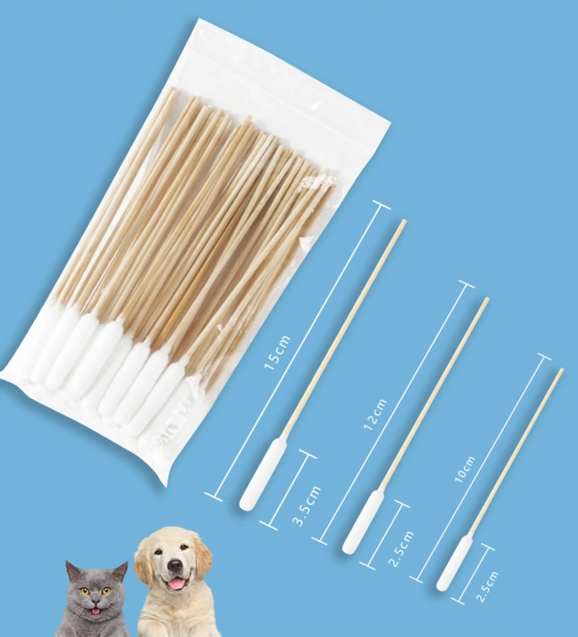 Tampons nettoyants pour oreilles d'animaux - 50/100/300/500/900/1000 pièces