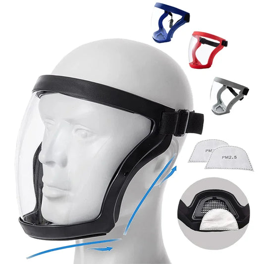 Masque de protection intégral transparent pour la tête, les yeux, les lunettes de sécurité, les visières d'écran, les lunettes anti-poussière, anti-vent et anti-buée