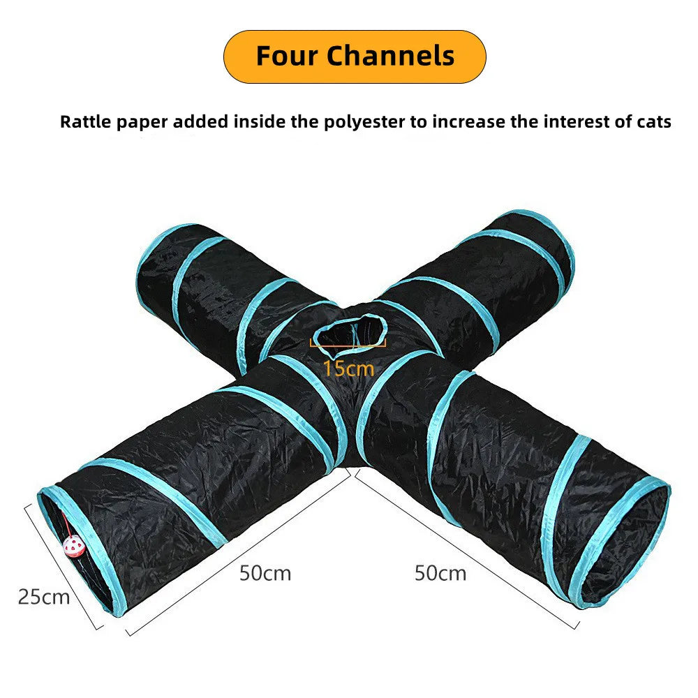 Túnel plegable para gatos - Diversión en interiores