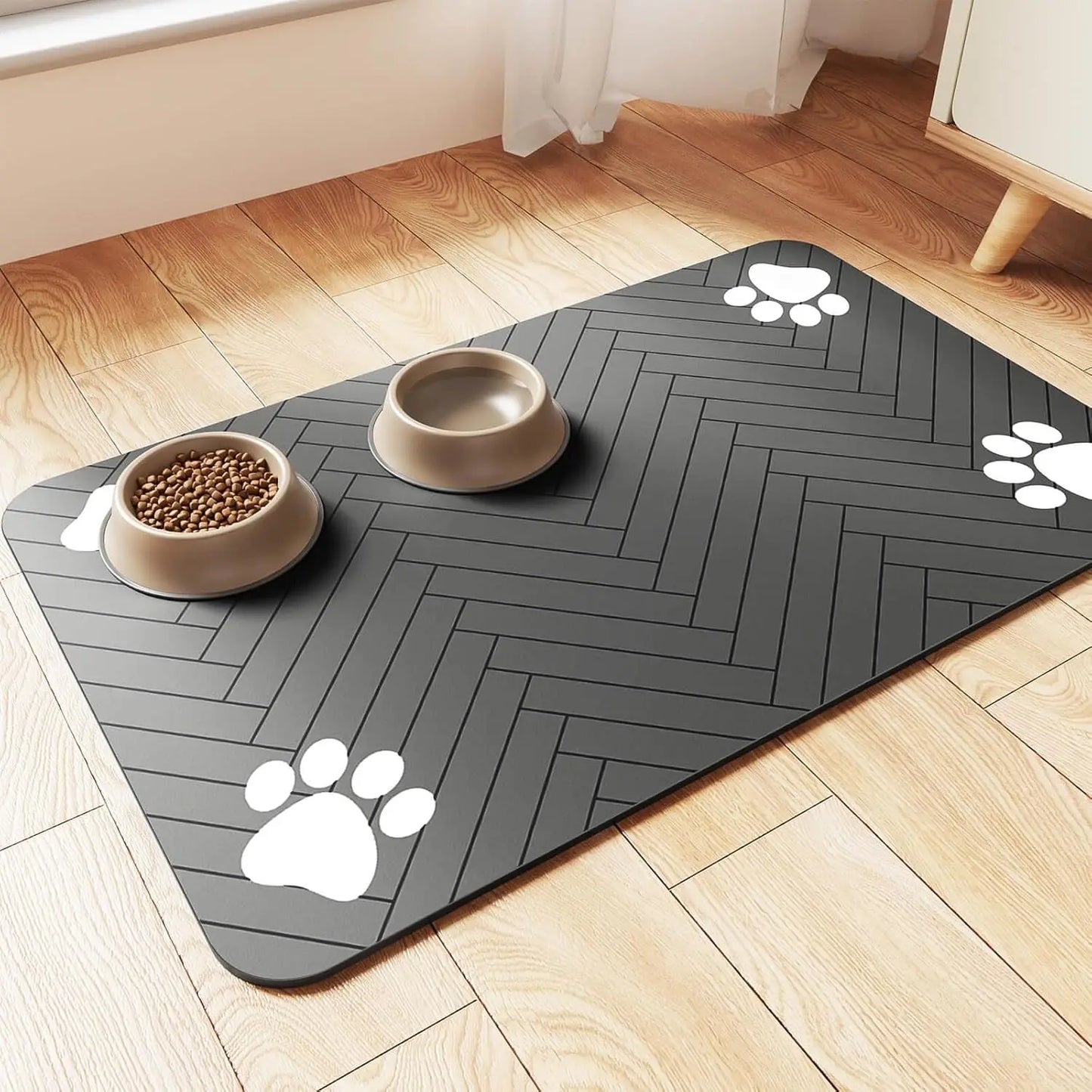 Tapis d'alimentation pour animaux de compagnie - Set de table absorbant et imperméable pour gamelles de nourriture et d'eau