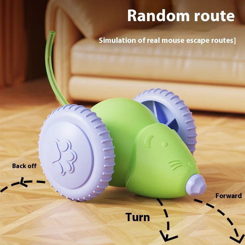 Juguete interactivo para gatos con forma de ratón eléctrico (recargable y con función antiobstáculos)