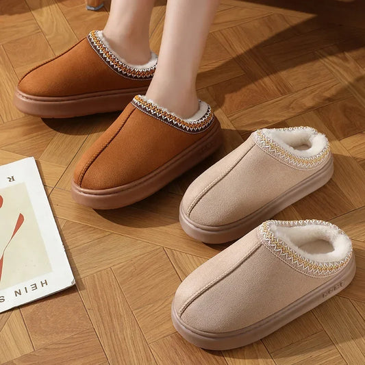 Cozy Fluffy Platform Slippers - Warm Indoor Unisex Shoes