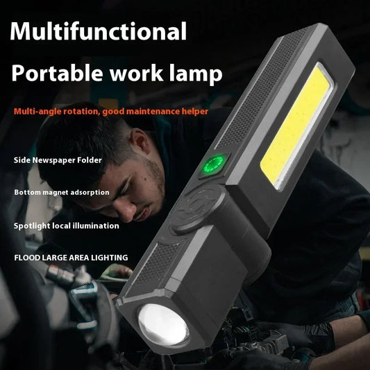 Lampe de travail magnétique à LED COB - Lampe de poche étanche rechargeable par USB
