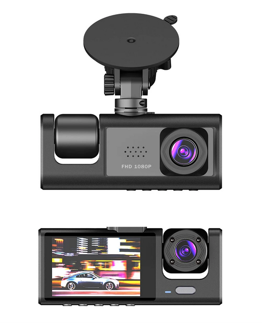 Cámara de salpicadero DVR para coche 1080P con 3 cámaras | Visión nocturna | GPS