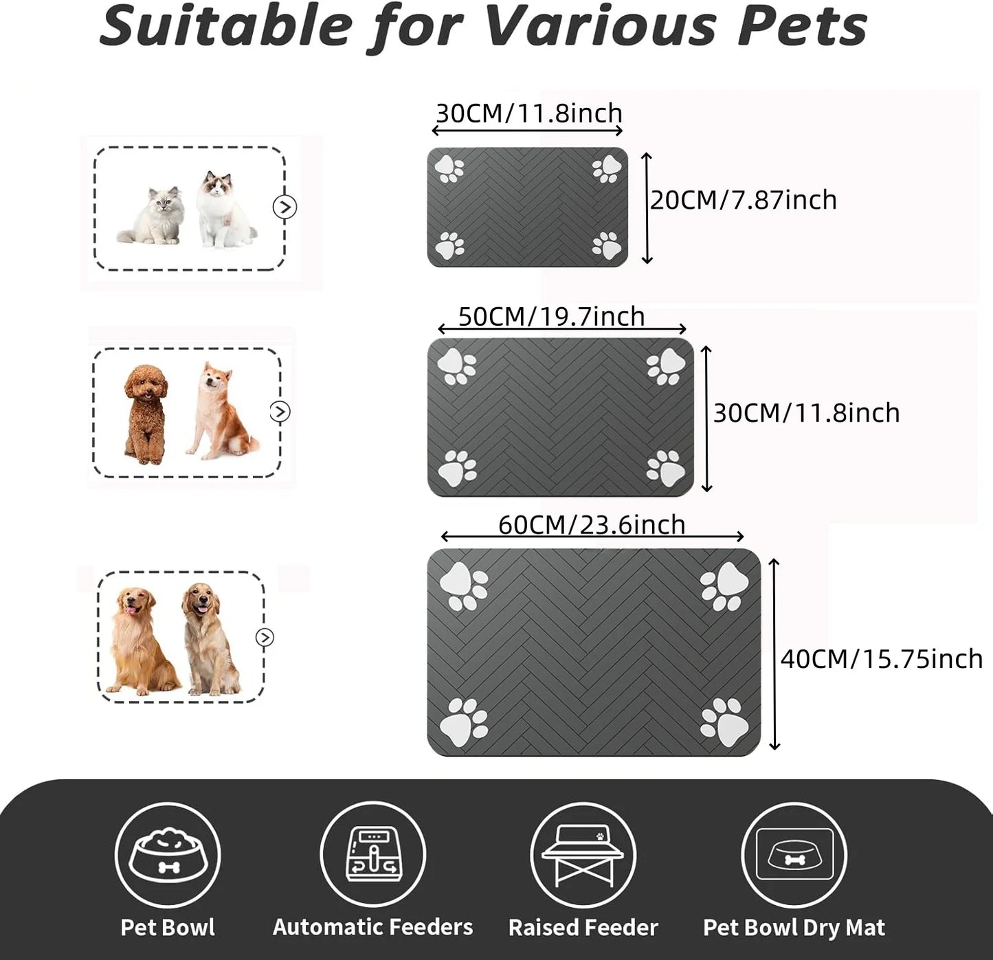 Diatomaceous Earth Pet Feeding Mat - Fast-Drying Splash-Proof