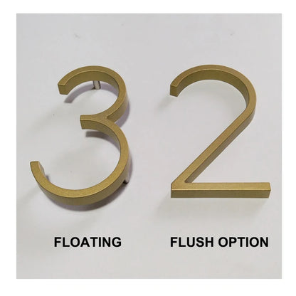 5 Inch Golden Floating Modern House Numbers - Premium Gold Address Signs - Bascora