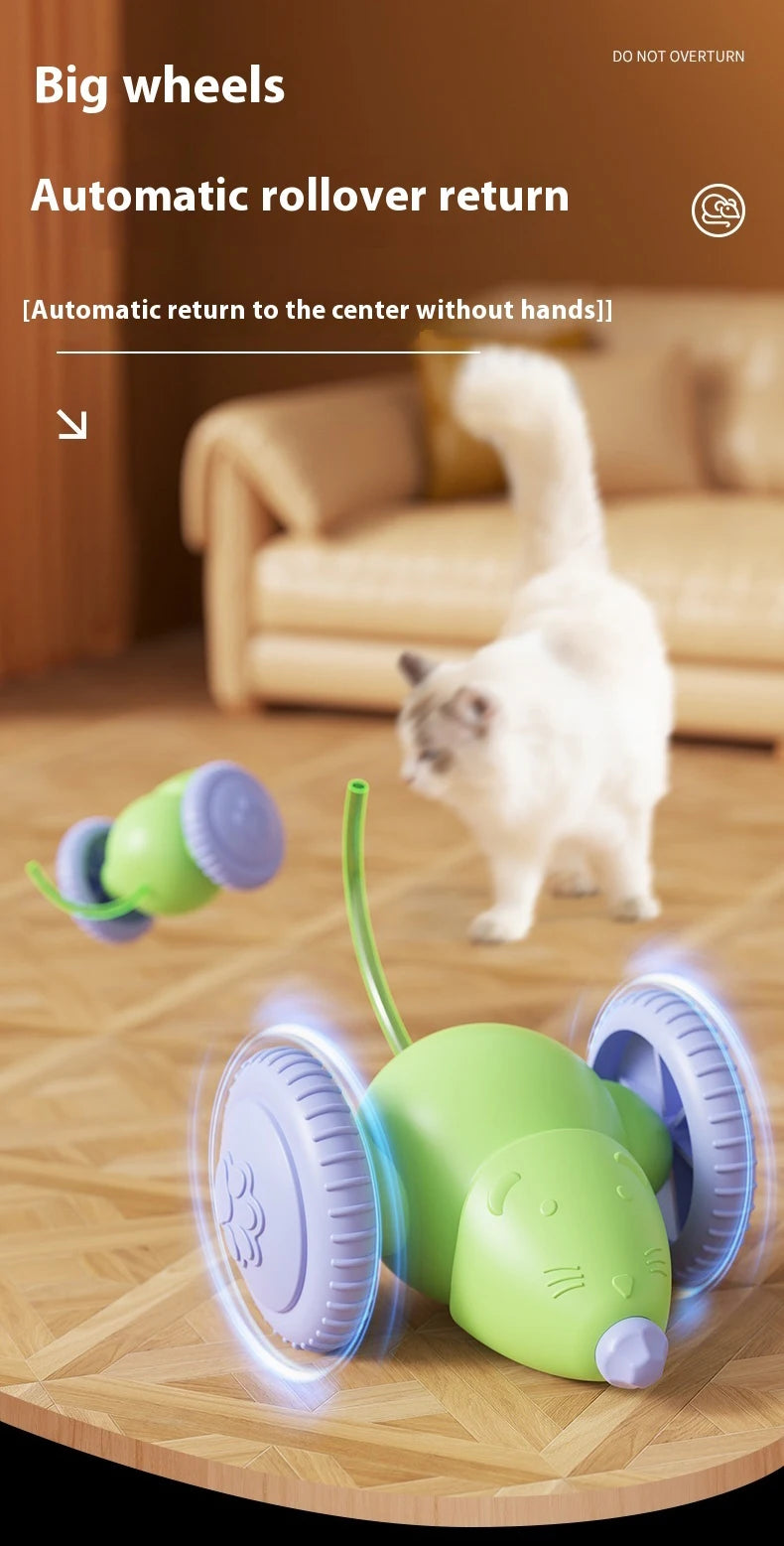Juguete interactivo para gatos con forma de ratón eléctrico (recargable y con función antiobstáculos)